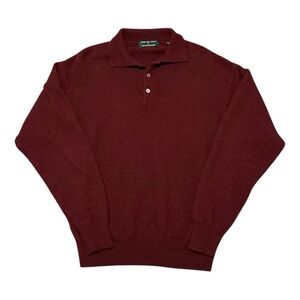 Embassy Row Men's Two Ply Cashmere Wool Blend Polo Pullover Sweater Size XL